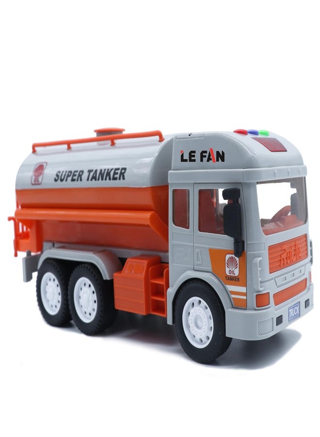 Lefan Super Oil Tanker Truck Toy Pull Back Tanker Truck Toy with Light and Sound Unbreakable Super Tanker Truck Friction Powered Vehicle Toys for Kids Ideal Gift for Kids-Multicolor - Image 1